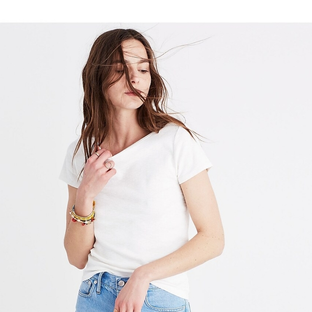 Madewell musical ribbed white tee xxs